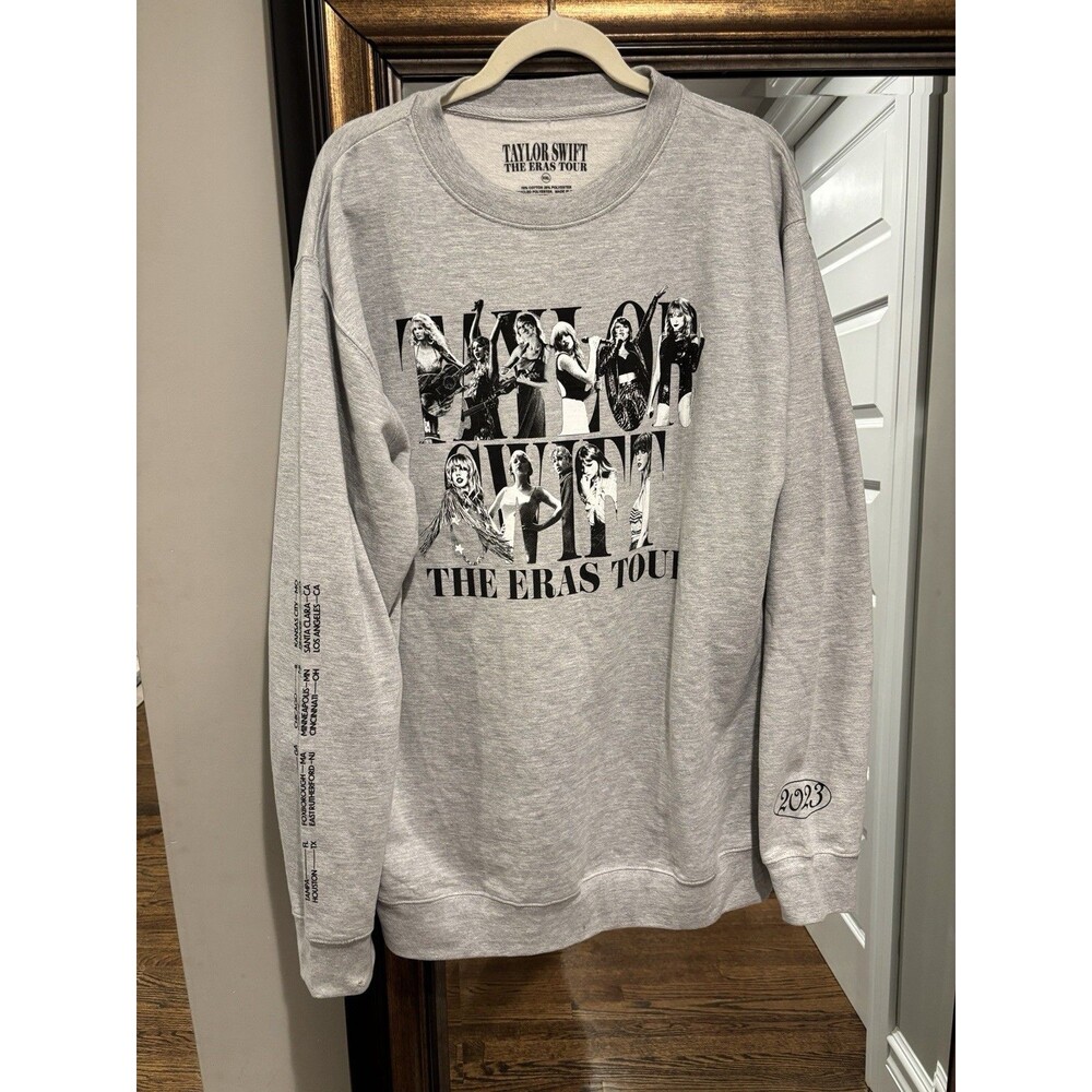 Taylor Swift The Eras Tour 2023 Gray Crewneck Pullover Sweatshirt XXL see photos